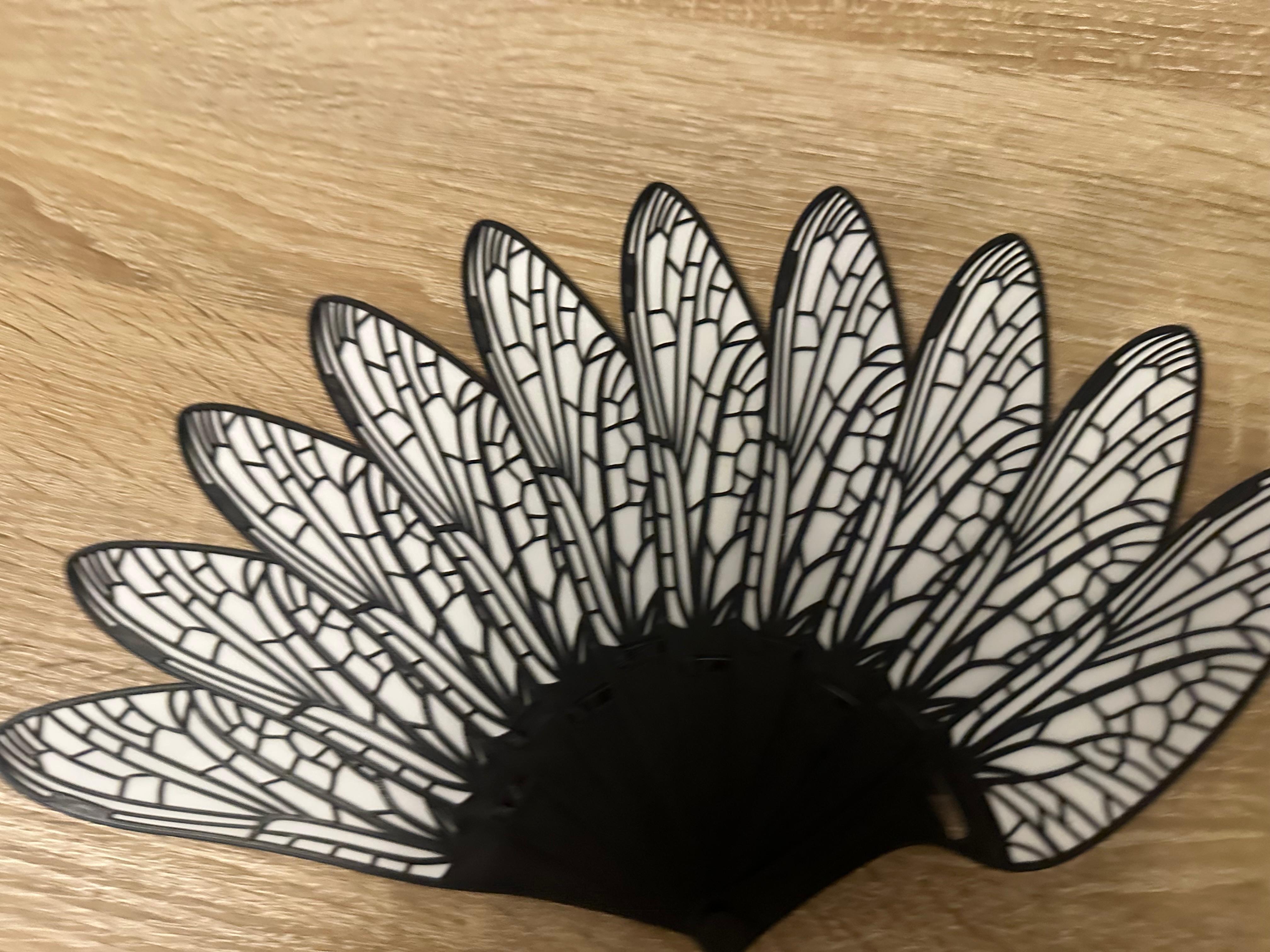 3D-gedruckter Fächer aus filigranen Libellenflügeln in Schwarz-Weiß – 3D-Druck von 3D Druck Drong aus Espelkamp